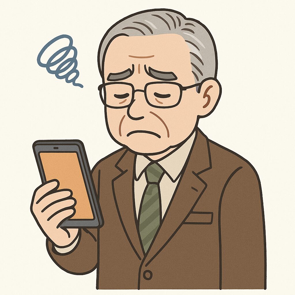 携帯ブラックの高齢男性