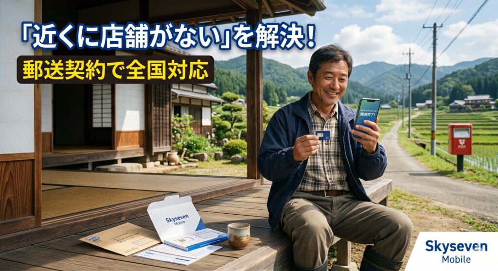 遠方でも大丈夫!スカイセブンモバイルのWEB申込・郵送契約で全国どこでも開通