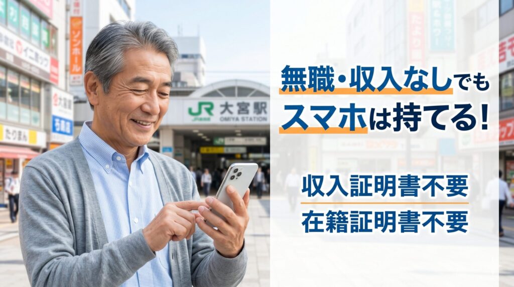 無職・収入なしでもスマホは持てる!大宮・川越で審査なし即日契約する方法