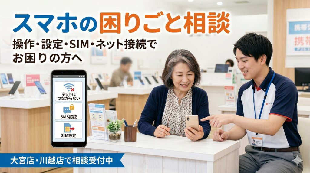 スマホの困りごと解決ガイド|操作・設定・SIM・ネット接続でお困りの方へ|川越
