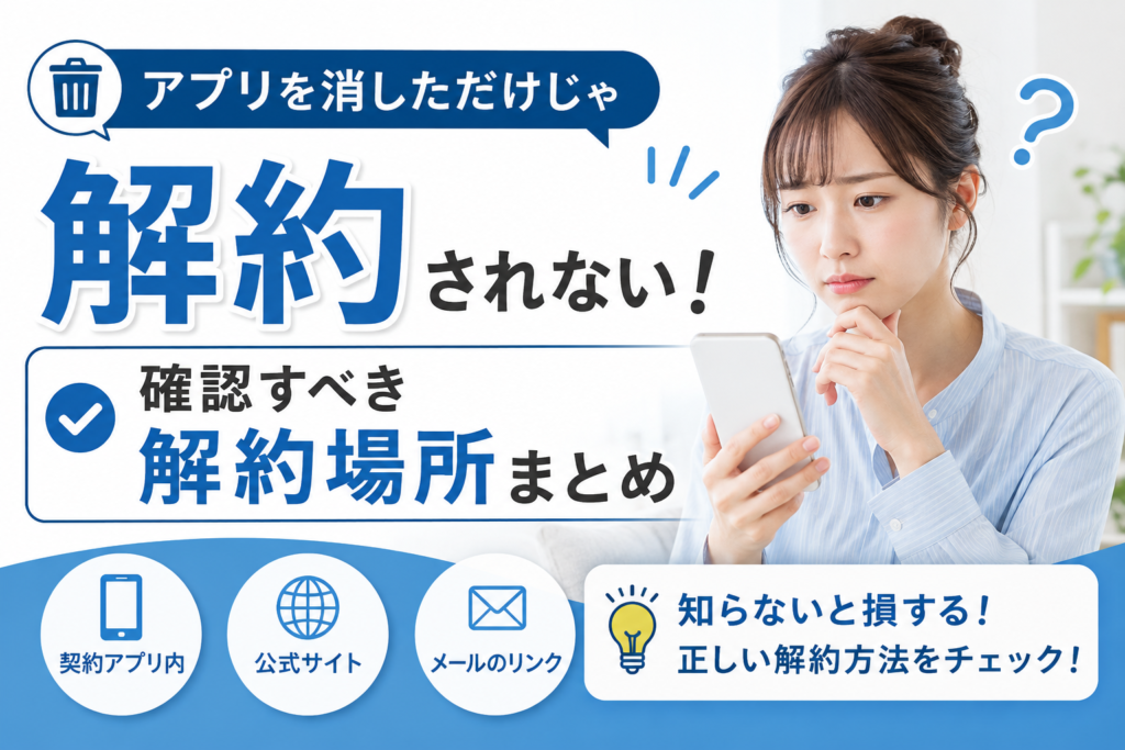 アプリを消しただけじゃ解約されない!確認すべき解約場所まとめ